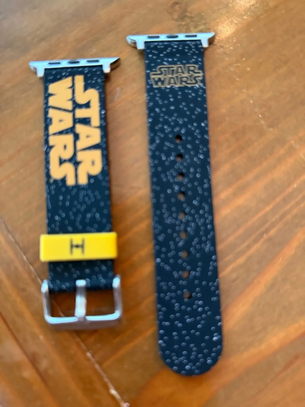 Star Wars Black Silicone Watch Band with Yellow Logo for Apple Watch New in box
